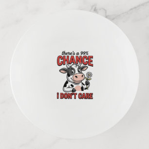 Funny Cow Chance I Don’t Care Vintage Trinket Tray