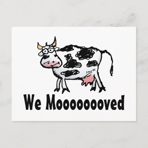 Funny Cow Change of Address Postcard