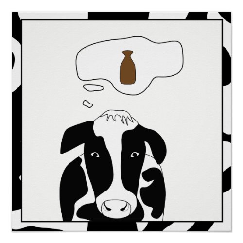 Funny Cow Chocolate Milk 20x20 Poster