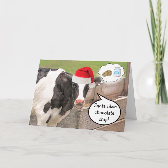 Funny Cow Christmas Advice Holiday Card (Front)