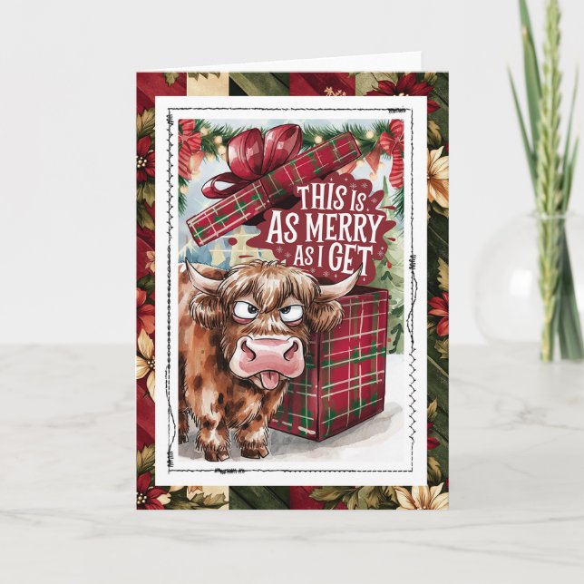 Funny Cow Christmas This Is As Merry As I Get Card (Front)