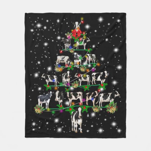 Funny Cow Christmas Tree Ornaments Decor Fleece Blanket