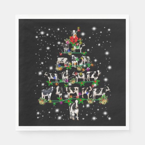 Funny Cow Christmas Tree Ornaments Decor Napkins