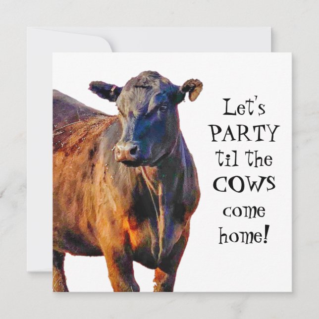 Funny Cow Country Bachelorette Party Invitation (Front)