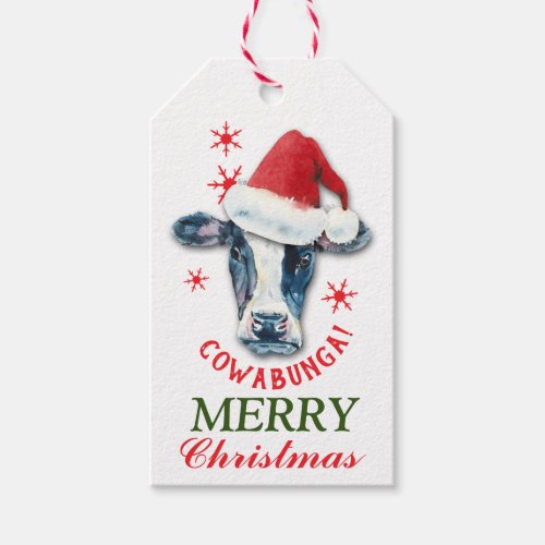 Funny Cow Cowabunga Christmas Gift Tags