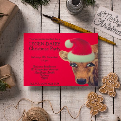 Funny Cow Customisable Christmas Invitations