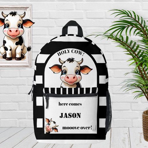 Funny Cow Cute Back To School Printed Backpack