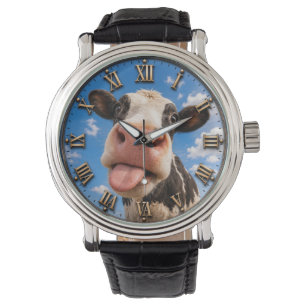 Funny Cow Cute Farm Animal Rustic Decor Watch