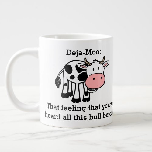 Funny Cow Deja_Moo Jokes Giant Coffee Mug