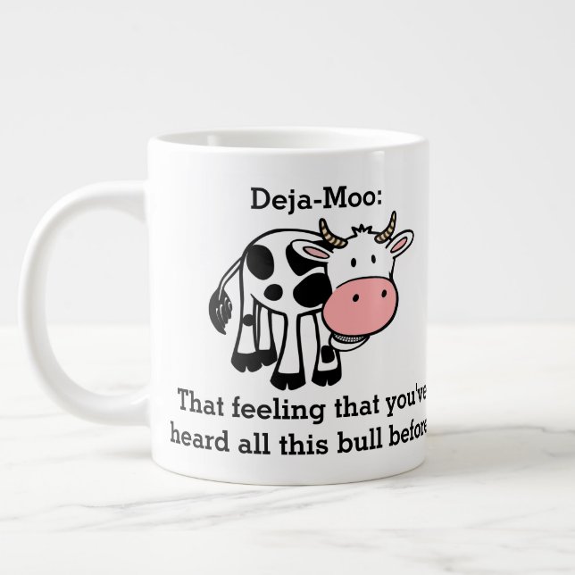 Funny Cow Deja-Moo Jokes Giant Coffee Mug (Left)