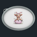 Funny Cow Easter Rabbit Cute Highland Cows Lover E Belt Buckle<br><div class="desc">Funny Cow Easter Rabbit Cute Highland Cows Lover Easter Day T-Shirt</div>