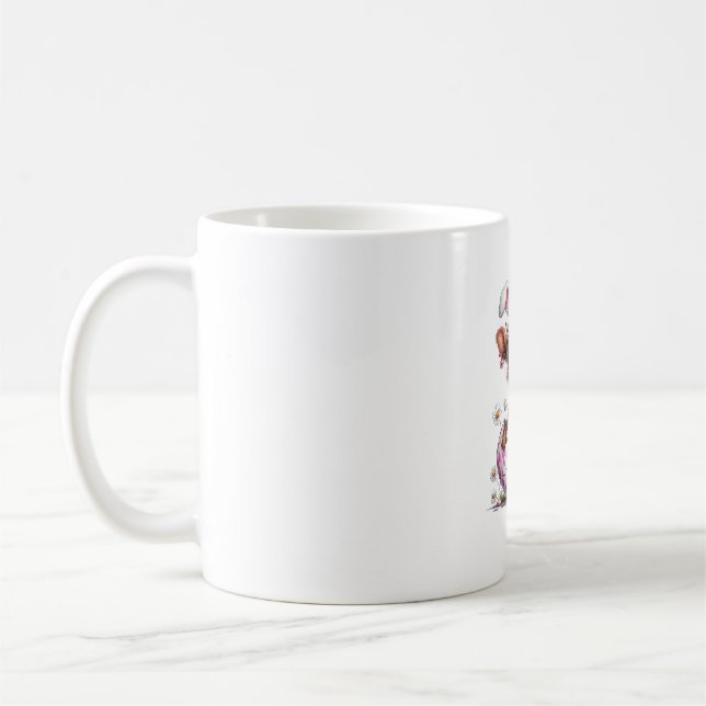 Funny Cow Easter Rabbit Cute Highland Cows Lover E Coffee Mug (Left)