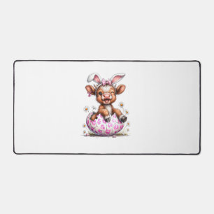 Funny Cow Easter Rabbit Cute Highland Cows Lover E Desk Mat