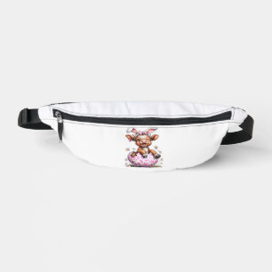 Funny Cow Easter Rabbit Cute Highland Cows Lover E Fanny Pack