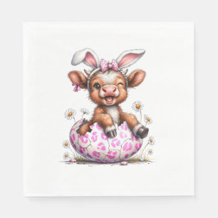 Funny Cow Easter Rabbit Cute Highland Cows Lover E Napkins
