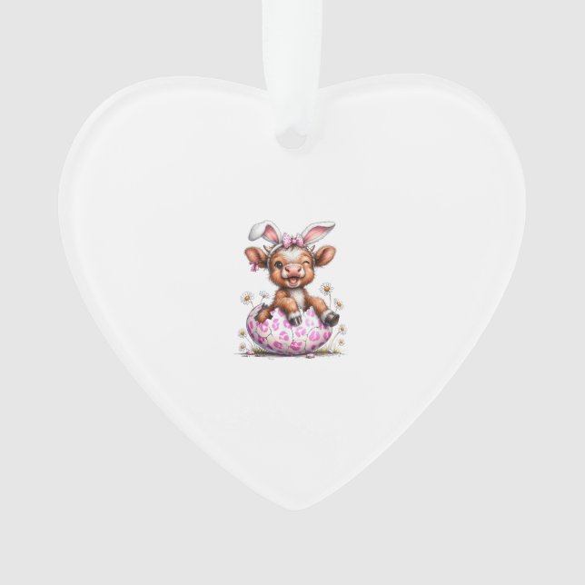 Funny Cow Easter Rabbit Cute Highland Cows Lover E Ornament (Front)