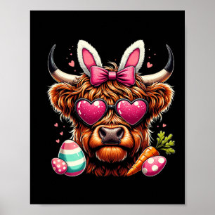 Funny Cow Egg Happy Easter Day Women Girls Kids Poster