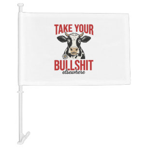 Funny Cow Elsewhere Vintage Shirt Design_ Car Flag