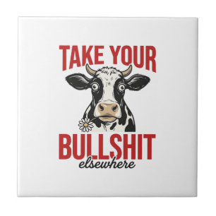 Funny Cow Elsewhere Vintage Shirt Design_ Ceramic Tile