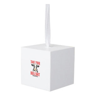 Funny Cow Elsewhere Vintage Shirt Design_ Cube Ornament