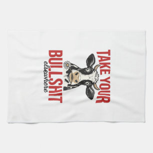Funny Cow Elsewhere Vintage Shirt Design_ Kitchen Towel