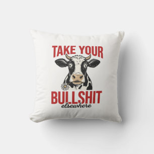 Funny Cow Elsewhere Vintage Shirt Design_ Throw Pillow