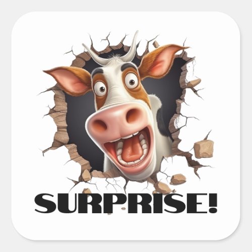 Funny cow face farm animals SURPRISE fun Square Sticker