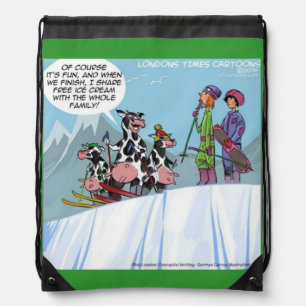 Funny Cow Family Ski Trip Lace Up Backpack