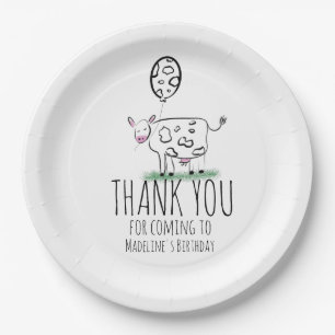 Funny Cow Farm Animal Birthday Party Thank You Paper Plates