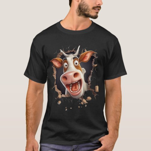 Funny cow farm animals farmers cartoon face T_Shirt