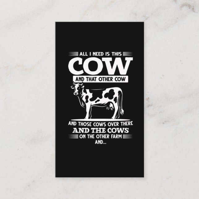 Funny Cow Farmer Cattle Farming Quotes Business Card (Front)