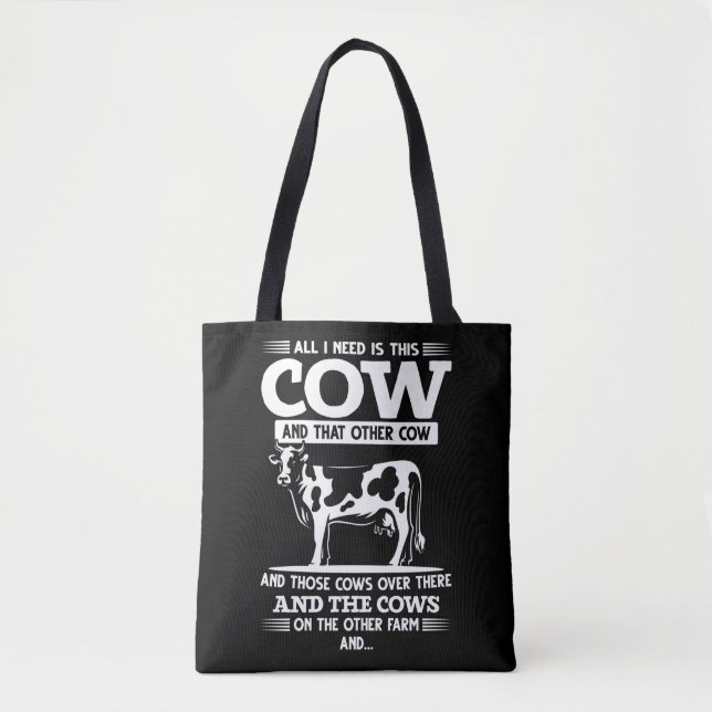 Funny Cow Farmer Cattle Farming Quotes Tote Bag (Front)