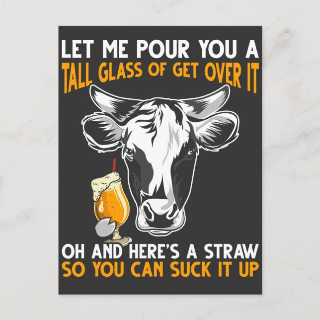 Funny Cow Farmer Quote Beer Lover Postcard (Front)