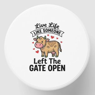 Funny Cow Gate Open Vintage Engraving Shirt Design Mini Candle Favors