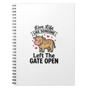 Funny Cow Gate Open Vintage Engraving Shirt Design Notebook