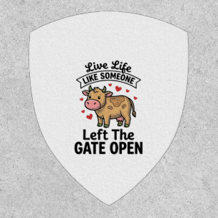 Funny Cow Gate Open Vintage Engraving Shirt Design Patch