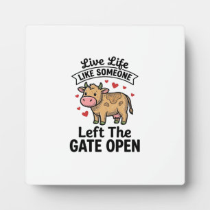 Funny Cow Gate Open Vintage Engraving Shirt Design Plaque