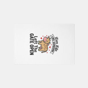 Funny Cow Gate Open Vintage Engraving Shirt Design Rug