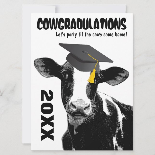 Funny Cow Graduation Congratulations Invitation (Front)