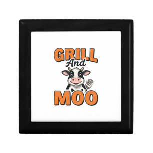 Funny Cow Grill And Moo Vintage T-Shirt Design_1 Gift Box
