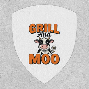 Funny Cow Grill And Moo Vintage T-Shirt Design_1 Patch