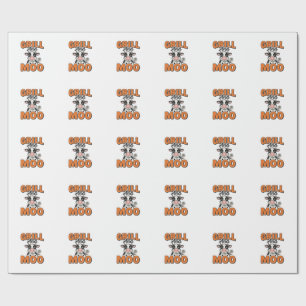 Funny Cow Grill And Moo Vintage T-Shirt Design_1 Wrapping Paper
