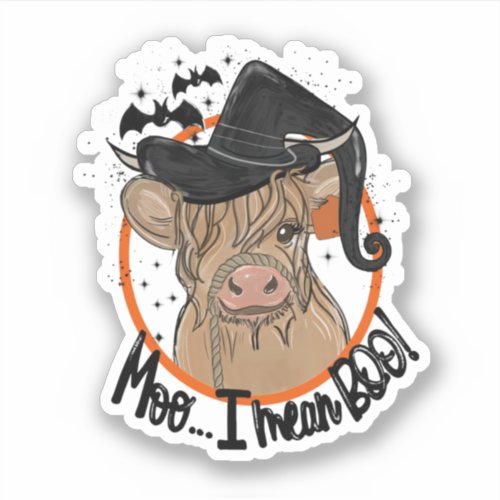 Funny Cow Heifer Halloween Moo I Mean Boo Sticker