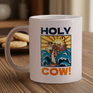 Funny Cow Holy Cow! Visual Pun Animal Cartoon Giant Coffee Mug
