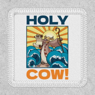 Funny Cow Holy Cow! Visual Pun Animal Cartoon Patch