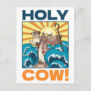 Funny Cow Holy Cow! Visual Pun Animal Cartoon Postcard