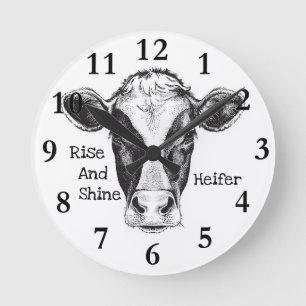 Funny Cow Home Decor Round Clock