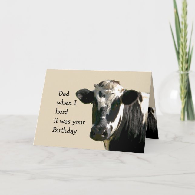 Funny Cow Humor Dad  Birthday Laughs Card (Front)