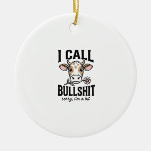 Funny Cow I Call Vintage Shirt Design_1 Ceramic Ornament