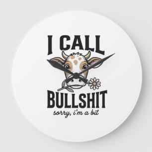 Funny Cow I Call Vintage Shirt Design_1 Large Clock